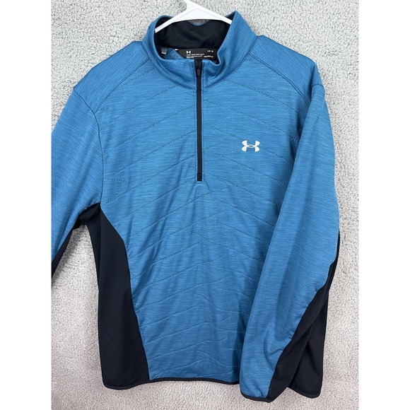 Under Armour Pullover Mens Large Blue Black ColdGear Quarter Zip Athletic Warm